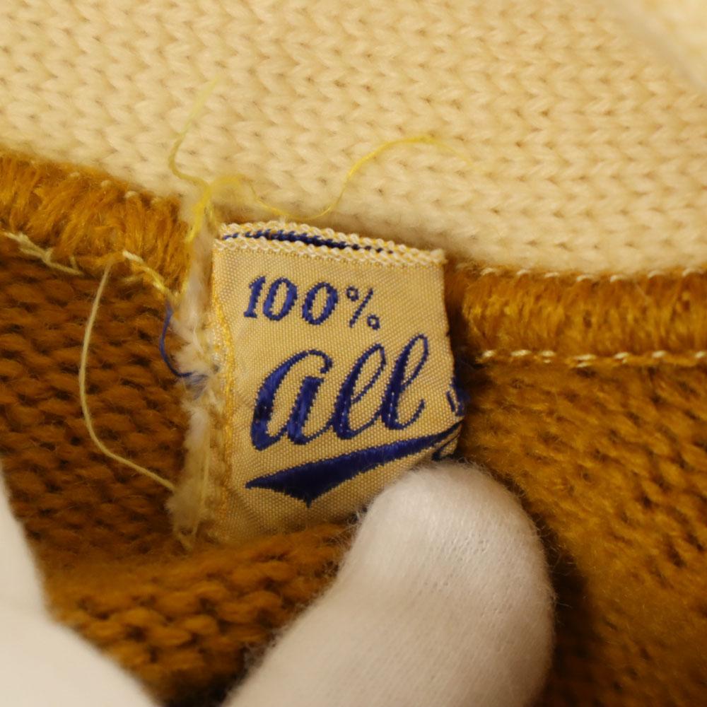 COLLEGIATE PENNAN 60s 70s Vintage Lettered Long Sleeve V Neck Knit Cardigan Men's Used