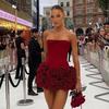 Elegant European & American Women's Strapless Floral Bodycon Evening Dress