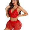 Popular Christmas Sex Suspender Dress Mesh Sexy Temptation Three-piece Set