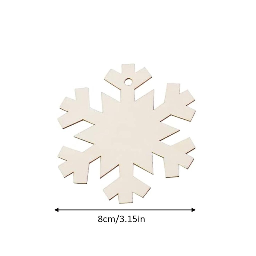 40pcs DIY Wooden Christmas Ornaments Blank Paintable Wood Chips for Christmas Tree with 10m Hemp Rope Crafts Decoration
