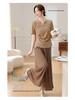 Chinese Style Summer Set: Short-Sleeved Blouse & Wide-Leg Pants for Middle-Aged Women