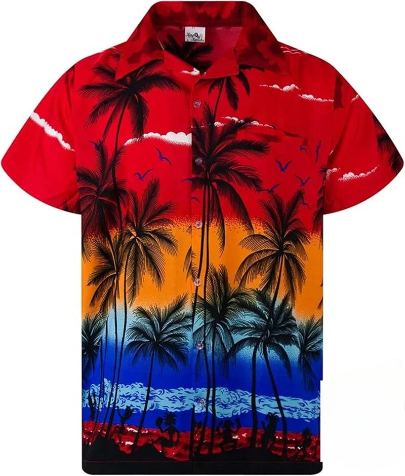 Camisa Hawaiana con Palmeras Tropicales Impresión 3D Para Hombres/Mujeres Verano Casual Moda Manga Corta Camisas Botón Arriba Blusa de Vacaciones