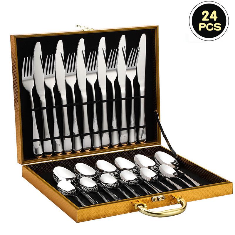 Stainless Steel 24-Piece Cutlery Set for 6 – Includes Knife, Fork, Spoon – Gift Boxed