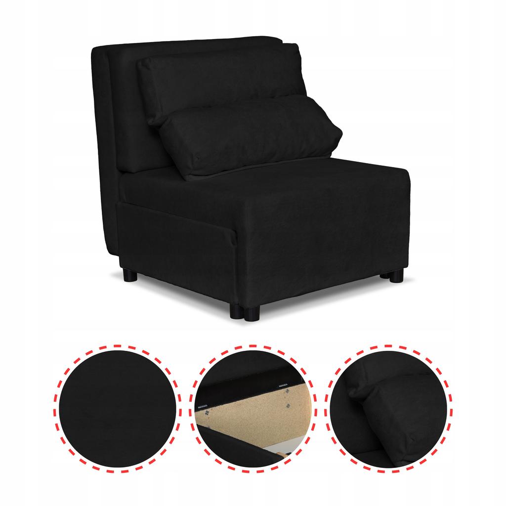 Fold-out Armchair for Sleeping KIMO Container Family Furniture Hunter Black