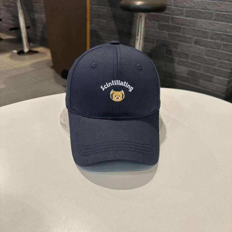 Cute kitten embroidered beige baseball cap women's wide brim shows the face small cap big head circumference soft top versatile hat