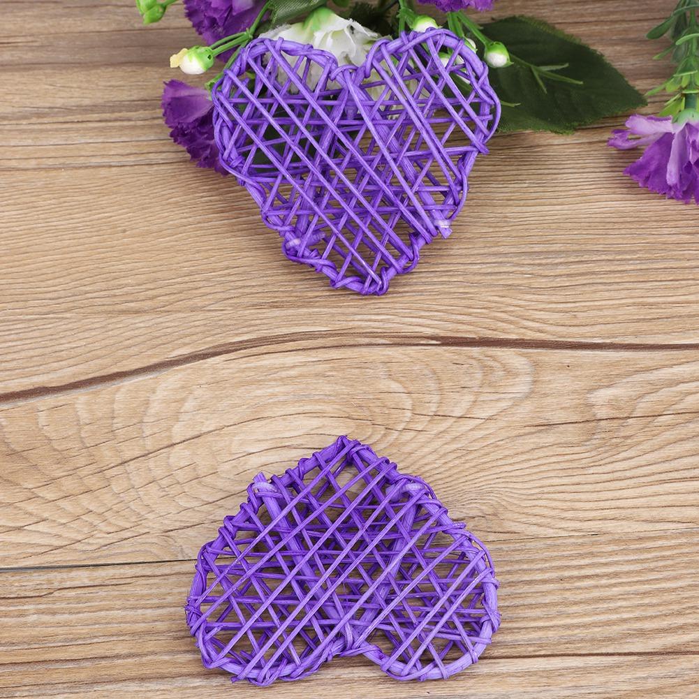 6Pcs DIY Decorative Heart Shaped Rattan Ball Ornament Wedding Party Decoration (Purple)