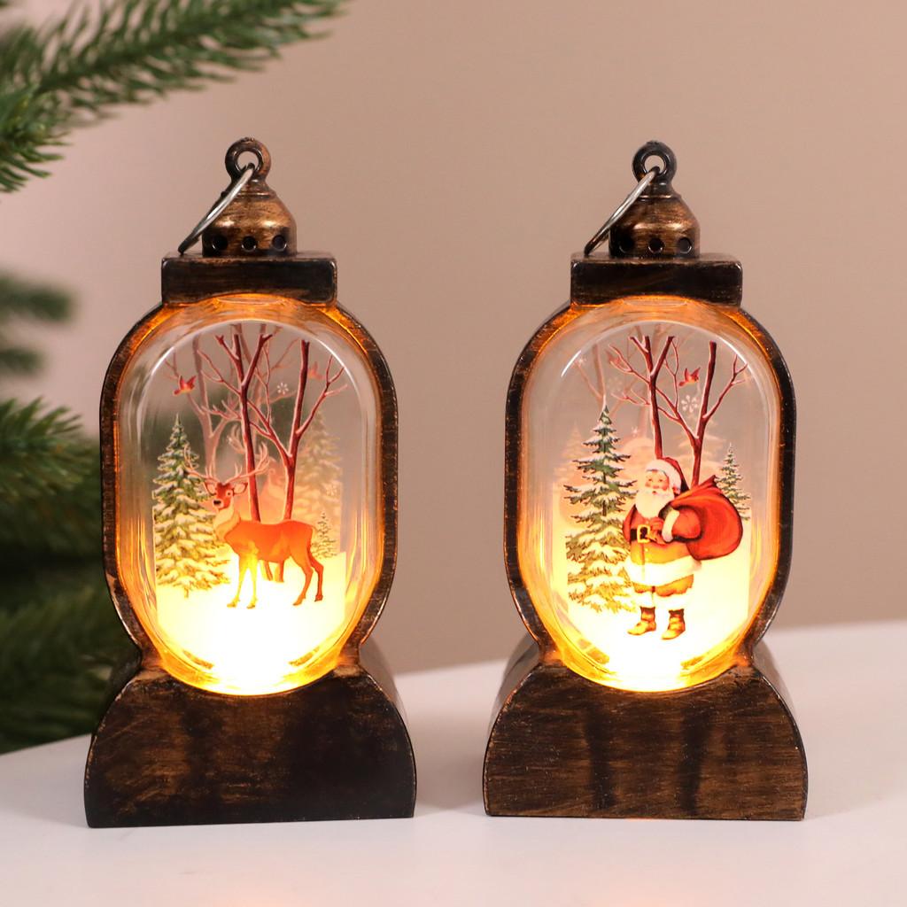 Retro Santa Claus Led Lamp Holiday Tabletop Decor For Christmas Gift And Mantel Display