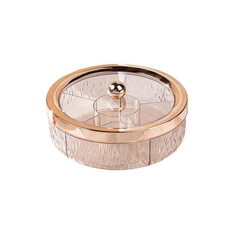 

ZISIZ Round Transparent Partitioned Serving Tray with Lid