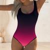Women Plus Size Red Black Printed Scoop Neck Wide Straps High Cut One Piece Swimsuit