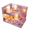 New Creative Villa Model Hut, Wooden Diy Hut Hand-Assembled Toy Gift Light Pink Time Loft