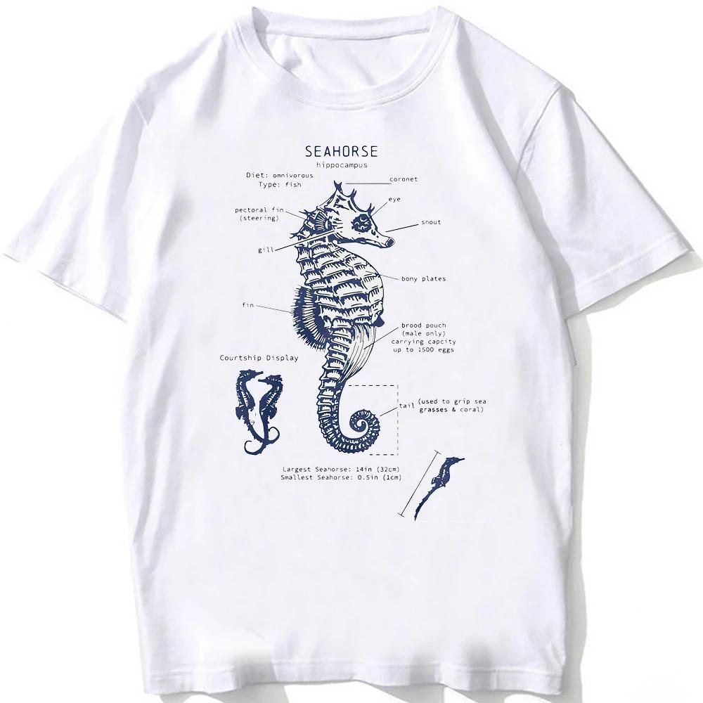 Whale Shark Anatomy Vintage T-Shirt Unisex Men Short Sleeve Hip Hop Beach Animal Style Boy Casual White Tees Funny