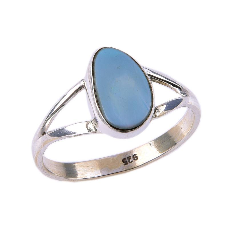 Natural Australian Opal Gemstone 925 Solid Sterling Silver Jewelry Ring S.9 Y4u01