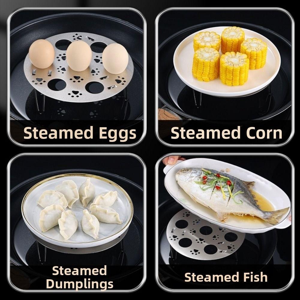 Round Stainless Steel Steaming Grid Thickened Folding Steamed Egg Rack  Steaming Eggs