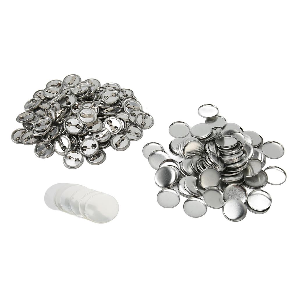 100 Sets Blank Button Badge Parts Set Round Shape Rust Prevention Easy Print Button Pin Badge Kit for Button Making Machine