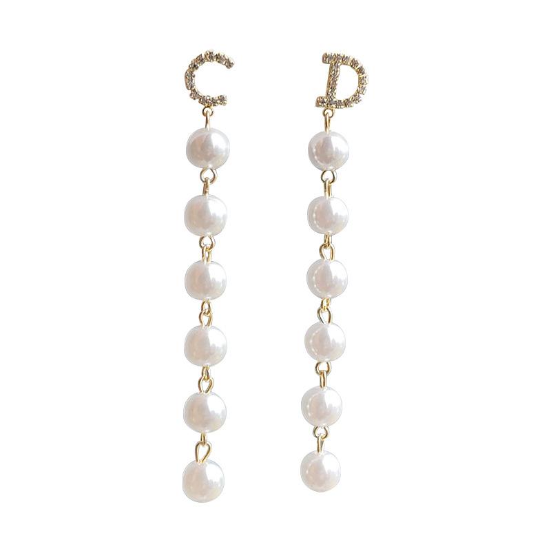 Korean Stud Earrings, Rhinestone Micro-Inlaid Pearl Long Temperament Earrings, Earrings For Women