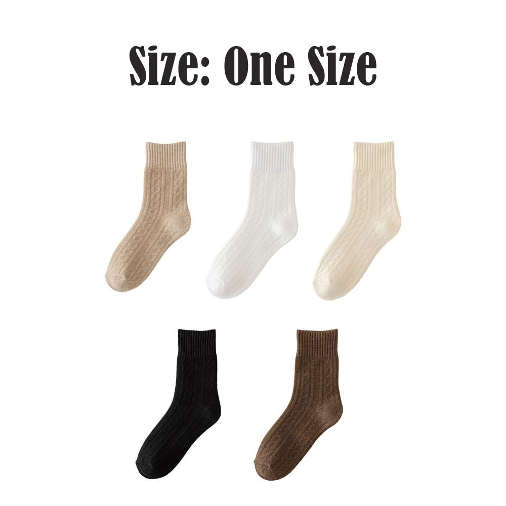 1/5 Pairs Warm Winter Thickened Wool Socks Fleece Solid Color Women's Floor Socks Seamless Anti-Cold Polycotton Snow Socks