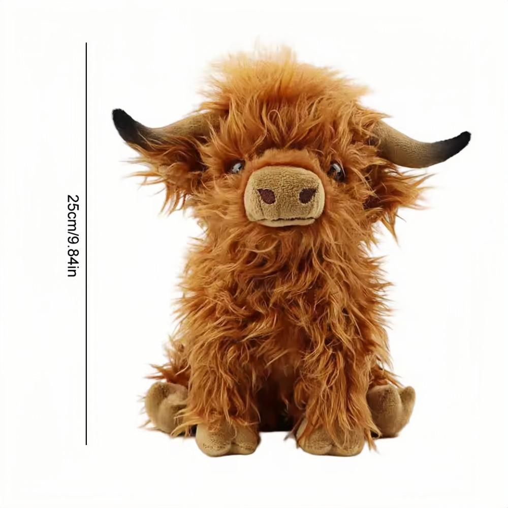 Highland Cow Stuffed Animals Plush Toy Fluffy Bull Animal Doll Soft for Kids Christmas Gift