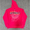 Felpa Sp5der FW23 Unisex Streetwear Pullover Felpa Con Stampa Ragnatela Vestibilità Larga Misto Cotone