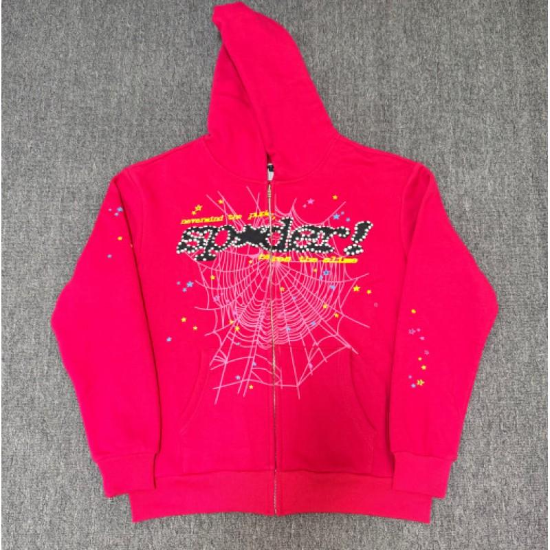 Felpa Sp5der FW23 Unisex Streetwear Pullover Felpa Con Stampa Ragnatela Vestibilità Larga Misto Cotone