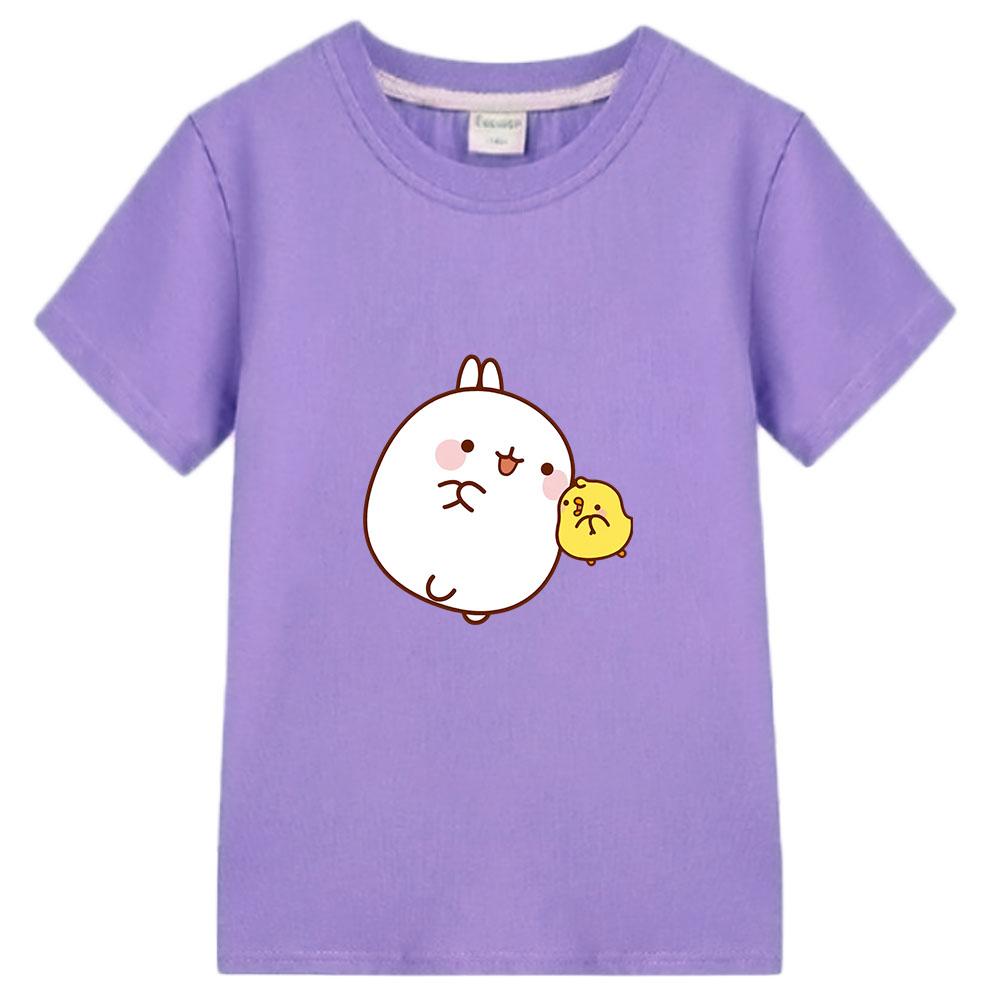 Dětské oblečení Molang a Piupiu Trička Roztomilé tričko s potiskem králíka Letní trička Bavlna Dětská módní oblečení
