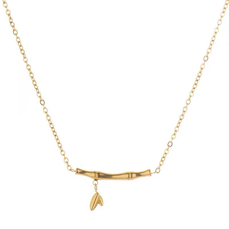 Jiejie Gao Bamboo Necklace: Luxury Summer Clavicle Chain with Evergreen Bamboo Pendant, Perfect Ancient Style Gift for Her