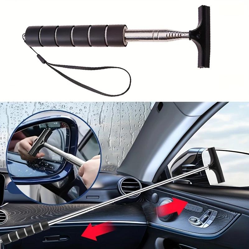 Retractable Car Glass Scraper - 1pc Universal Car Accessories - Portable Car Mirror Raindrop Cleaner with Long Pole
