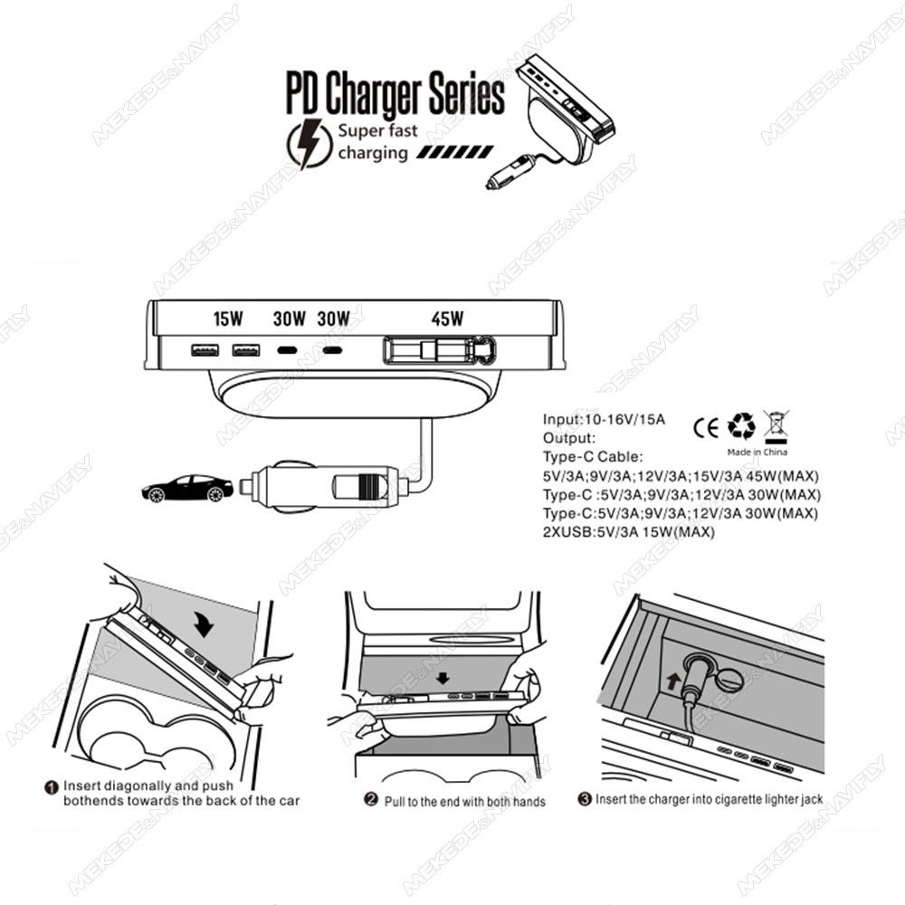 For Tesla Model 3 Y NEW 2025 2025 Docking Station Quick Charger Type-C USB Shunt Hub Fast Charging Power Splitter Car Accessorie