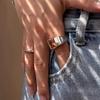 Fashion Letter Good Luck Letter Square Crystal Stainless Steel Opening Couple Rings for Women Men Luxury Charm Finger Jewelry