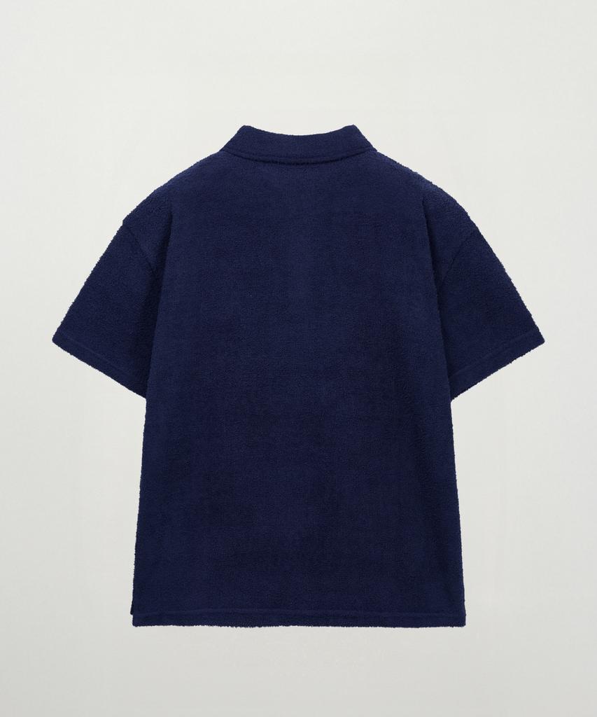 Seteo Hairy Collar Short Sleeve T-Shirt Navy