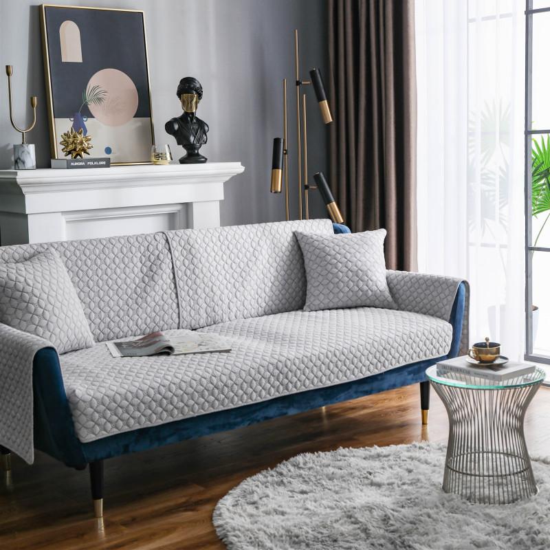 New Sijitong Fabric Cotton Quilted Embroidered Sofa Cushion Chinese Simple Double-sided Leather Sofa Cushion Towel