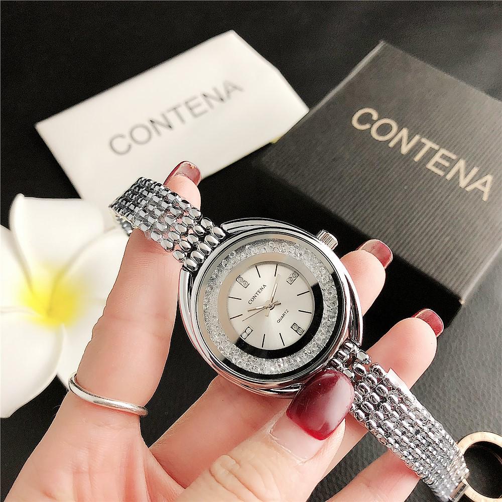 

Women s Large Dial Quartz Watch with Flowing Diamond Accents - European & American Style