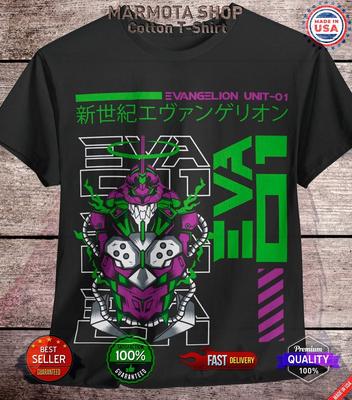 EVA 01 Neon Genesis Evangelion T-Shirt Japanischer Anime Manga NERV Shirt Tee Ikari
