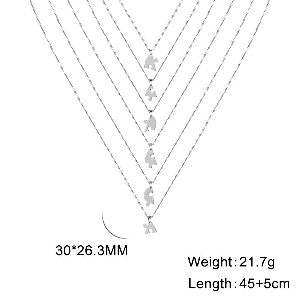 Lemegeton Customized Name Heart Puzzle Necklace 2-6Pcs Stainless Steel Jewelry Family Name Love Pendant Friendship New Year Gift