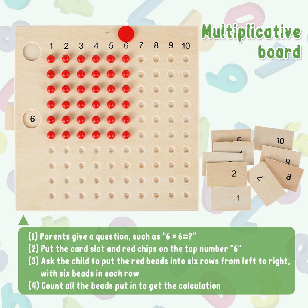 Montessori Math Board Game Multiplication and Division Board Wooden Math Teaching Aids for Homeschooling Classroom Activities