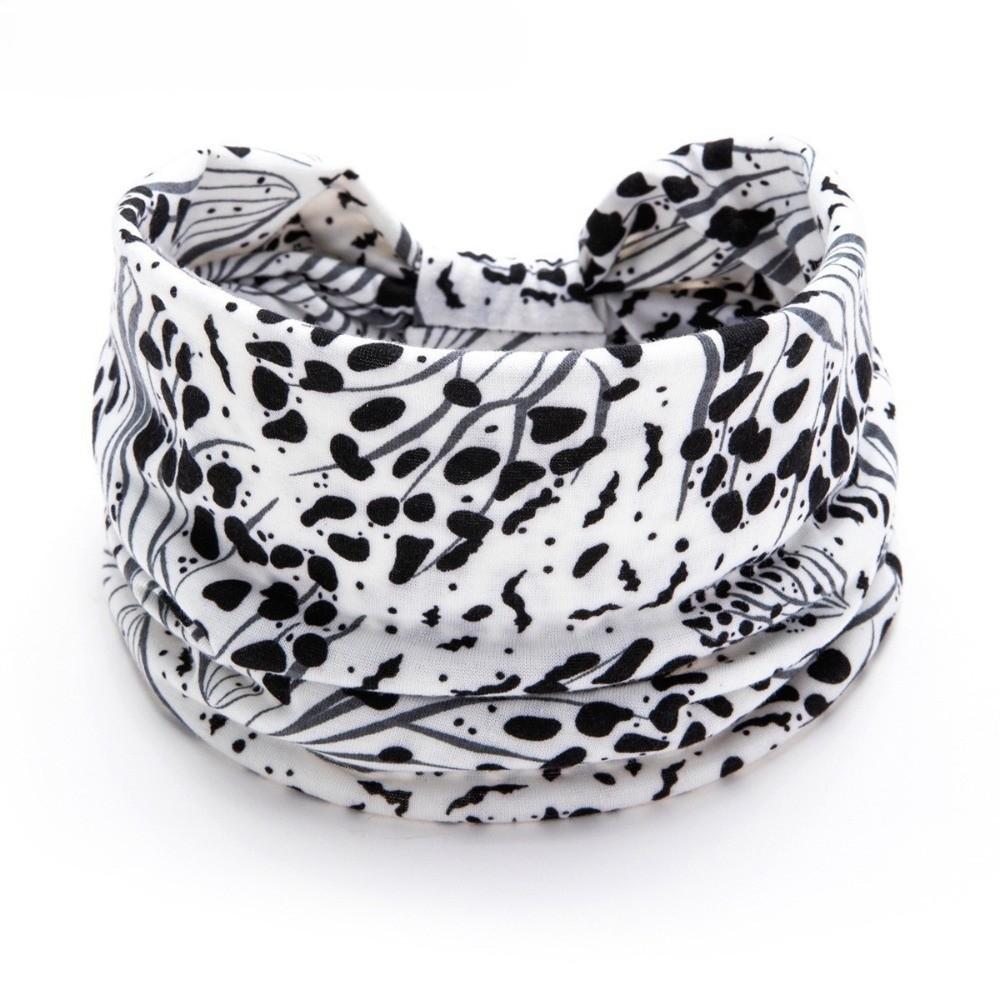 Soft Leopard Pattern Boho Headband Elastic Breathable Knotted Hairband Wide Sweatproof Turban Headband Yoga