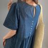 New ArrivalS Open Run Women S Puff Sleeve Pocket deSign Denim Long dreSS
