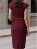 Elegant V-Neck Solid Color Short Sleeve Women's Dress - Summer 2026 Collection