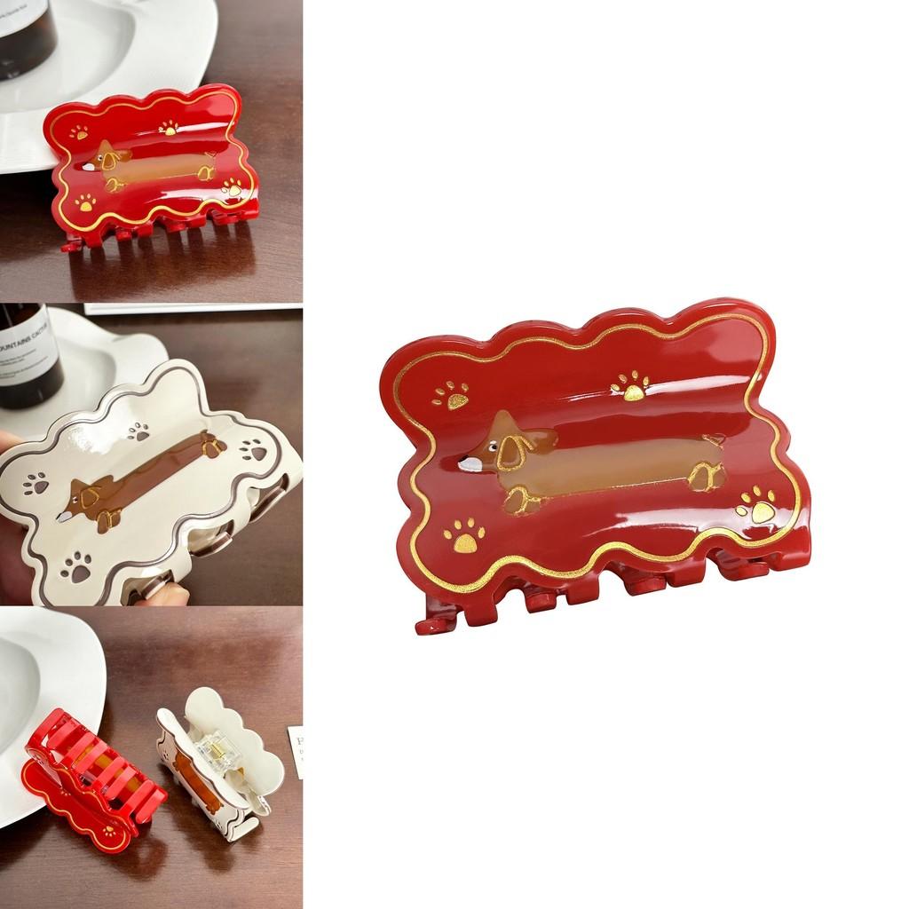 Handcrafted Acetate Hair Claw Clip Featuring Adorable Dog Design For Womens Fashion