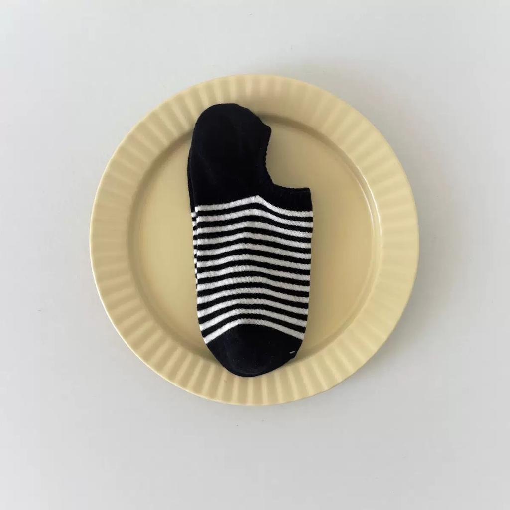 Striped Boat Socks Women'S Summer Thin Trendy Cotton Socks Polka Dot Non-Slip Invisible Short Socks Summer Versatile