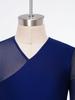 Boys Lyrical Dance Outfit Long Sleeve V-neck Back Invisible Zipper Bosyduit with Split Mesh Pants