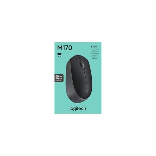 Logitech M170 2.4GHz Wireless 3 Button Optical Scroll Mouse with Nano USB Receiver (Black)
