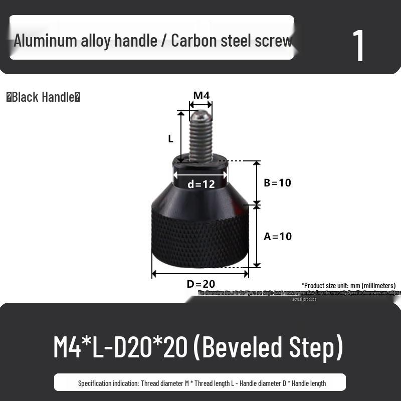 M3M4 Aluminum Alloy Hand-Tightening Flat Head Knurled Adjustment Screw Bolt