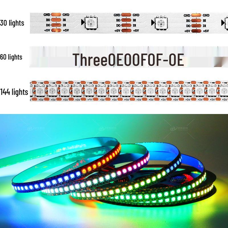 WS2813 Dream Color 5050 RGB LED Strip with Built-in IC Driver and Breakpoint Resume, DC5V