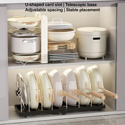 Topfgestell Edelstahl Trennwand Ausziehbares Design Verstellbarer Deckelorganizer Küchenschrank Aufbewahrungsregal Topfdeckelhalter