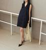 Cotton A-line Black Tie-Up Dress - Sleeveless, Standard Fit, New Summer Arrival