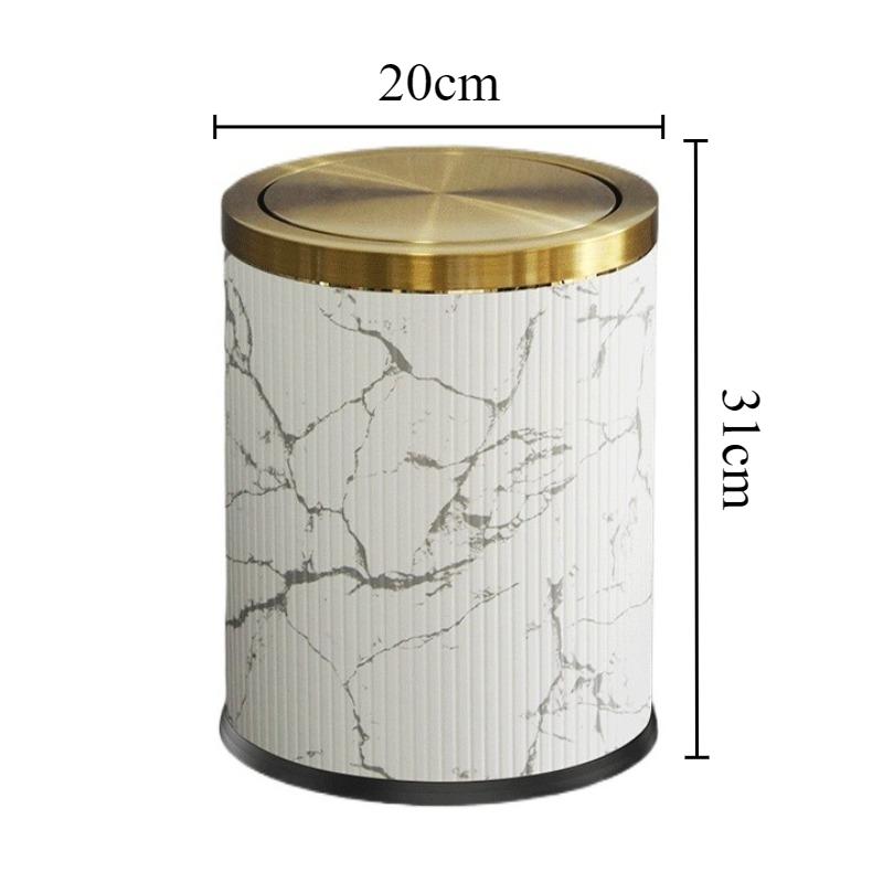 Metal Trash Can Large Capacity Swing Lid Trash Bin Creative Light Luxury Household Garbage Bins Cleaning Tools Accessories