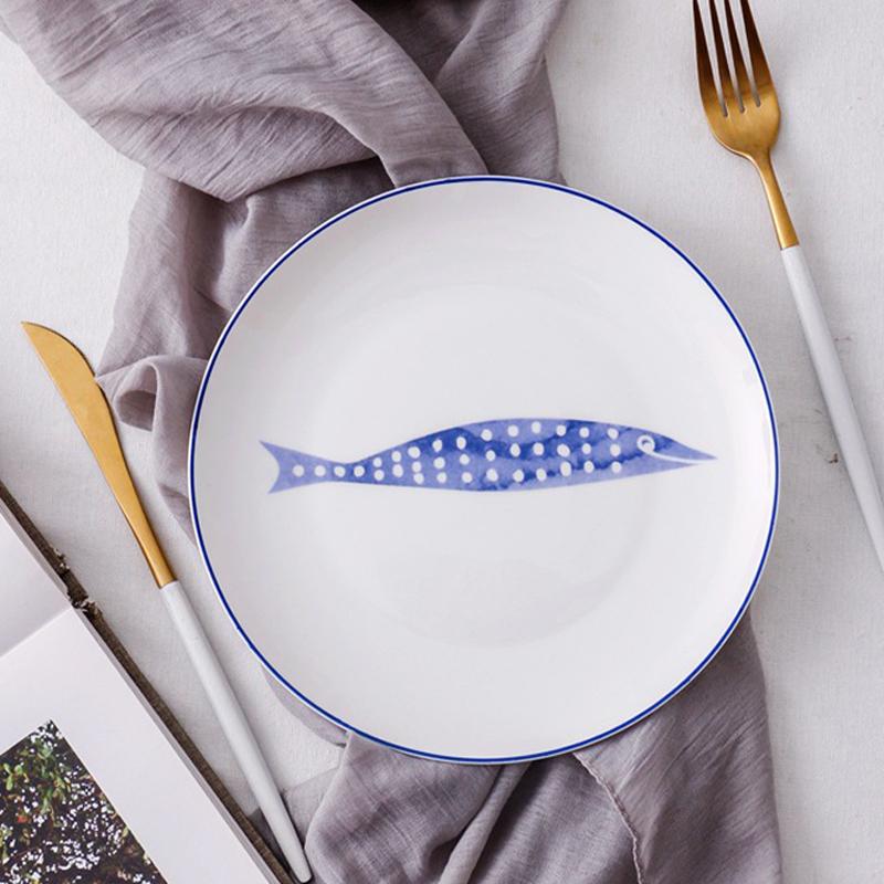8 Inch Ceramic Dinner Plate White Round Bone China Plate Fruit Dessert Pasta Steak Plate Home Restaurant Porcelain Tableware