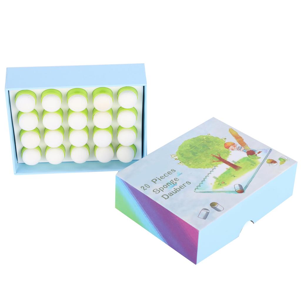 20Pcs Finger Sponge Daubers Green Children  Painting Ink Pad Stamping Tools Boxed