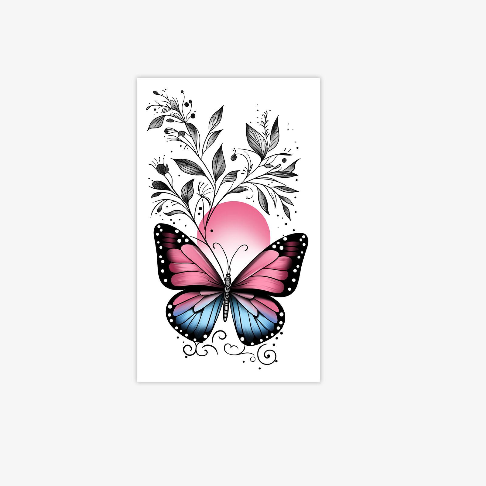 

Colorful Butterfly Tattoo Sticker, Waterproof And Long-Lasting Simulation, Spice Girl Arm Flower Arm Tattoo Sticker 9*15