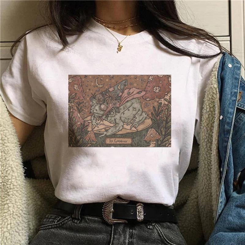 Magic In All Tarot Print T-Shirt Kawaii Magic Cat Printed Tshirt Astronomy Tee Shirt Top Aesthetic Women Hippie Bohemian Tshirt
